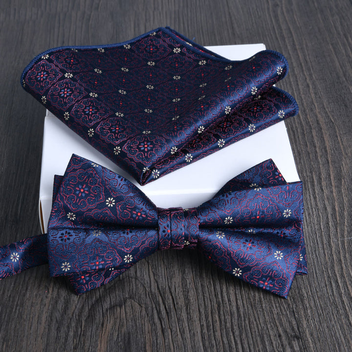 Set da 2 pezzi da uomo con papillon e fazzoletto da taschino in tessuto lucido con motivo floreale - Stile n. 17 - image 16