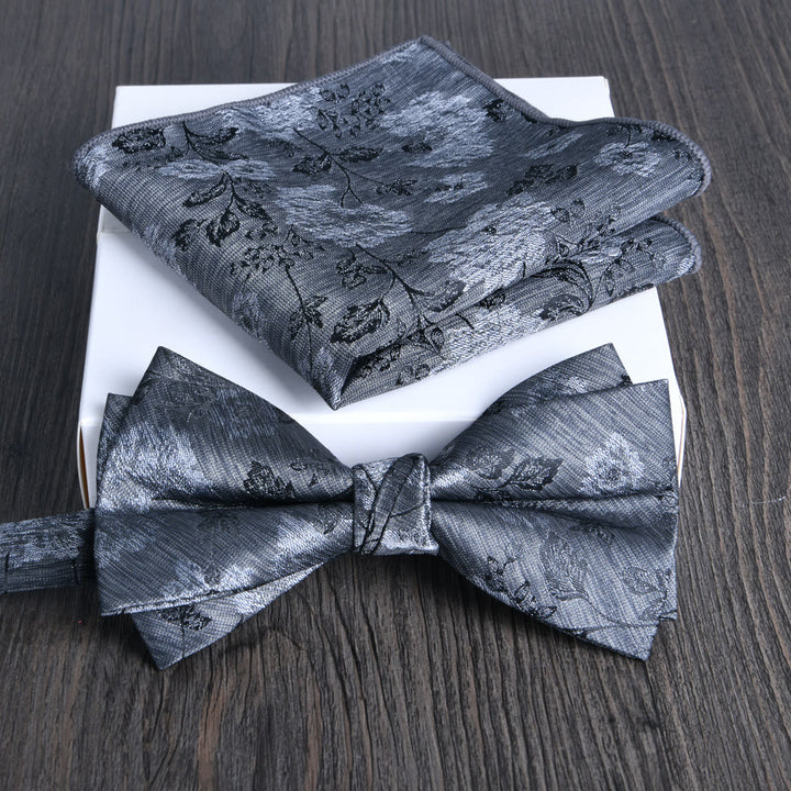 Set da 2 pezzi da uomo con papillon e fazzoletto da taschino in tessuto lucido con motivo floreale - Stile n. 18 - image 17