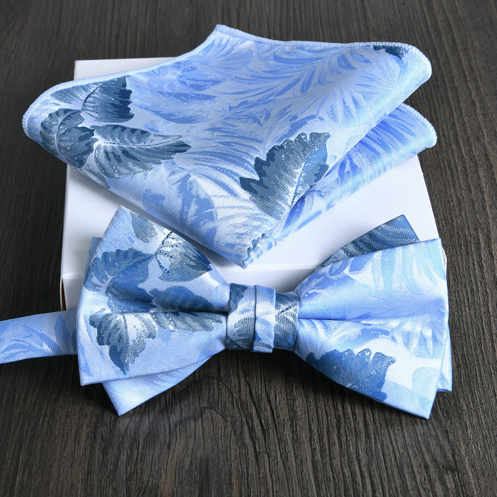 Set da 2 pezzi da uomo con papillon e fazzoletto da taschino in tessuto lucido con motivo floreale - Stile n. 16 - image 15