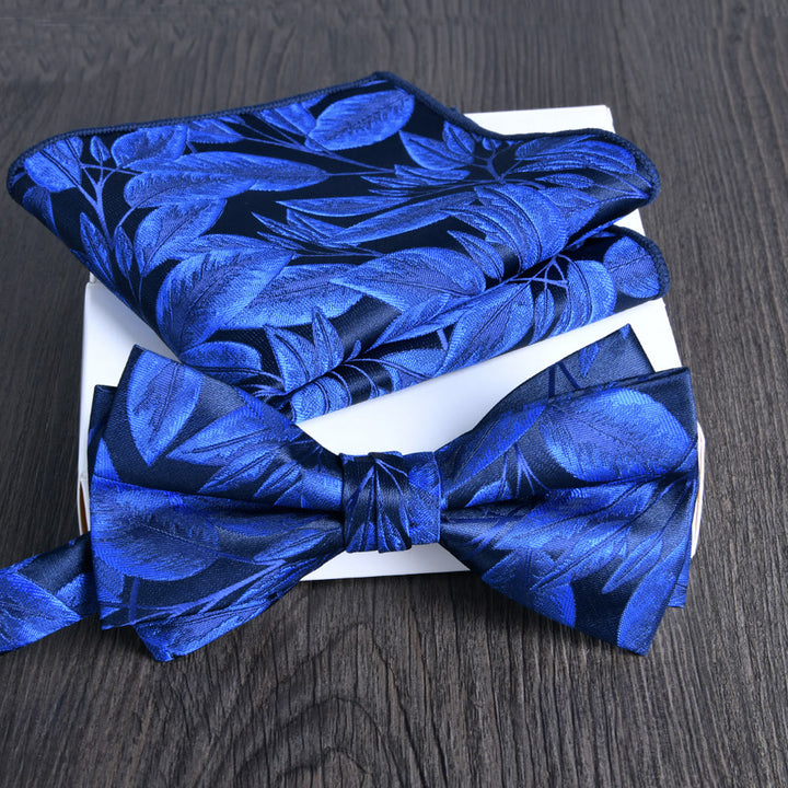 Set da 2 pezzi da uomo con papillon e fazzoletto da taschino in tessuto lucido con motivo floreale - Stile n. 25 - image 24