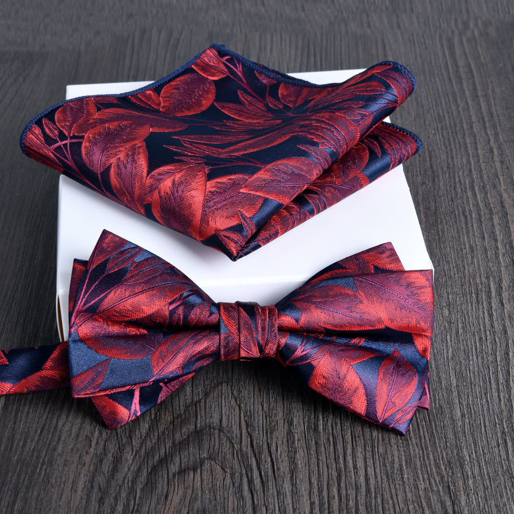 Set da 2 pezzi da uomo con papillon e fazzoletto da taschino in tessuto lucido con motivo floreale - Stile n. 24 - image 23