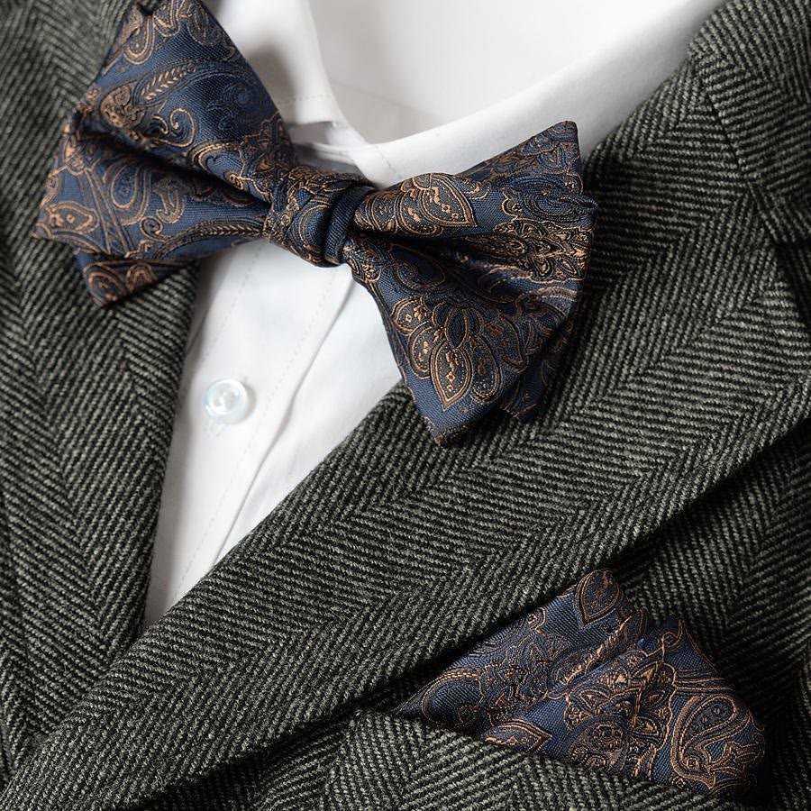 Set di 5 cravatte blu scuro con motivo Paisley da uomo - image 2