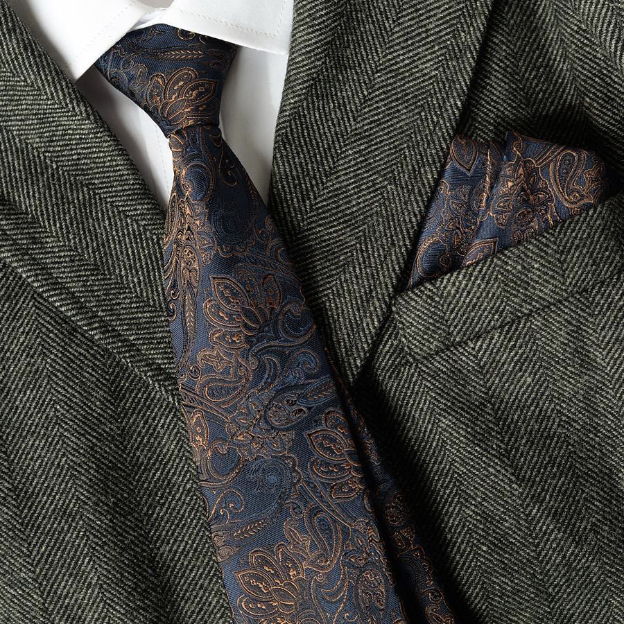 Set di 5 cravatte blu scuro con motivo Paisley da uomo - image 1
