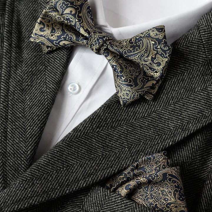 Set di 5 cravatte da uomo con motivo Paisley, tonalità grigia - image 2