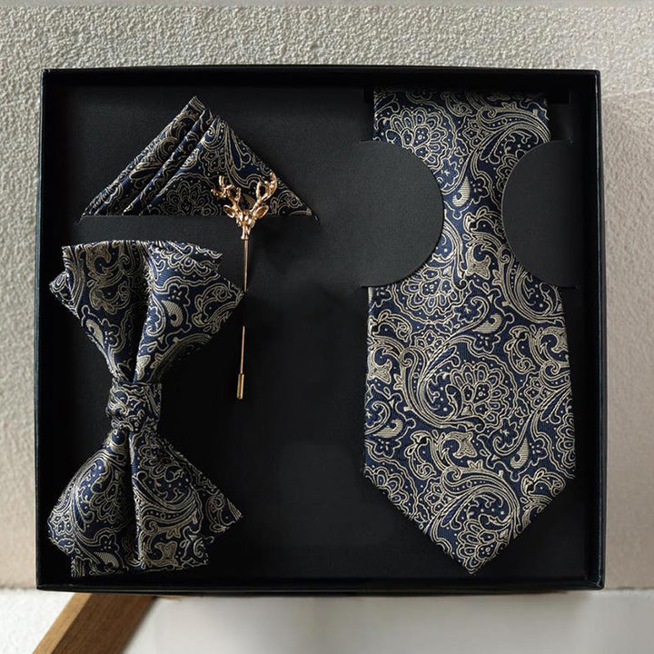 Set di 5 cravatte da uomo con motivo Paisley, tonalità grigia - 5 pezzi - image 0