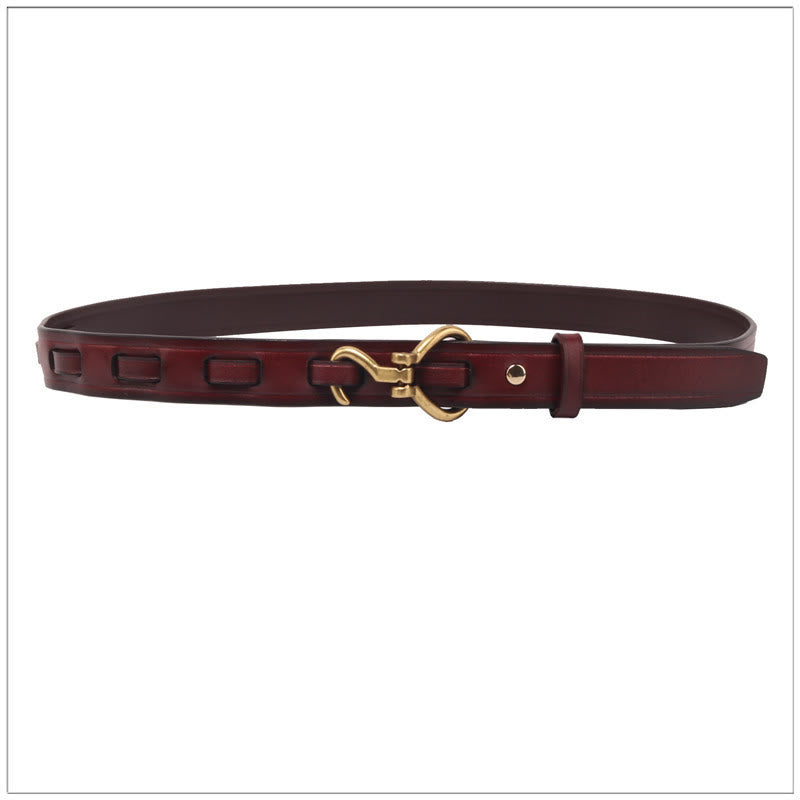 Cintura da donna in pelle con fibbia dorata, sottile ed elegante - Caramello - 36 - image 7