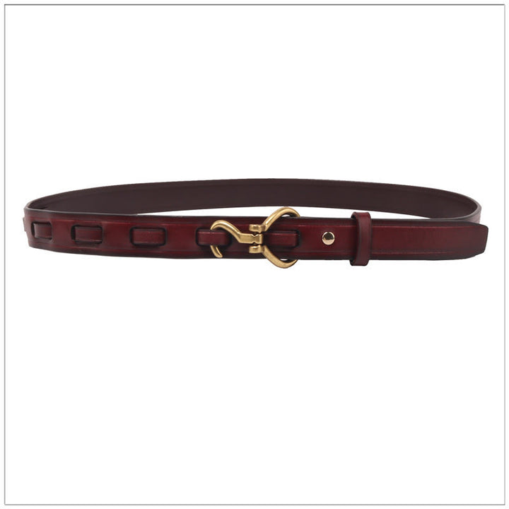 Cintura da donna in pelle con fibbia dorata, sottile ed elegante - Caramello - 36 - image 7