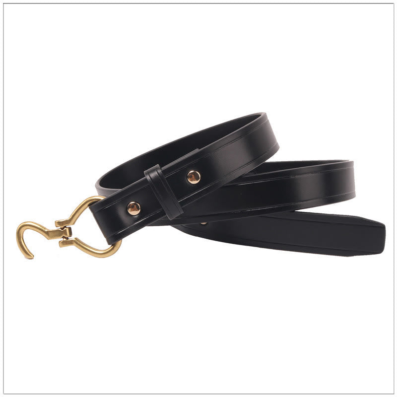 Cintura da donna in pelle con fibbia dorata, sottile ed elegante - image 3