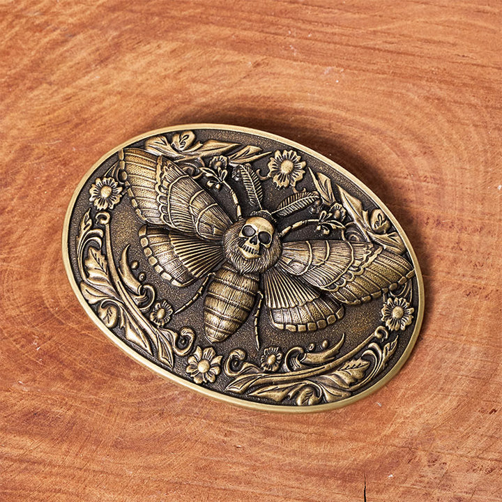 Cintura in pelle con fibbia a forma di falena con testa di teschio Dark Elegance - image 1