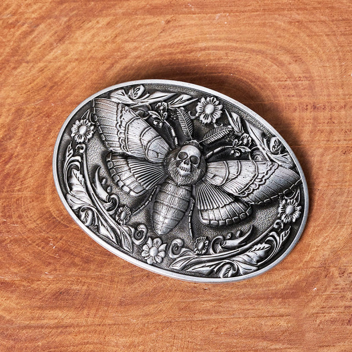 Cintura in pelle con fibbia a forma di falena con testa di teschio Dark Elegance - image 9