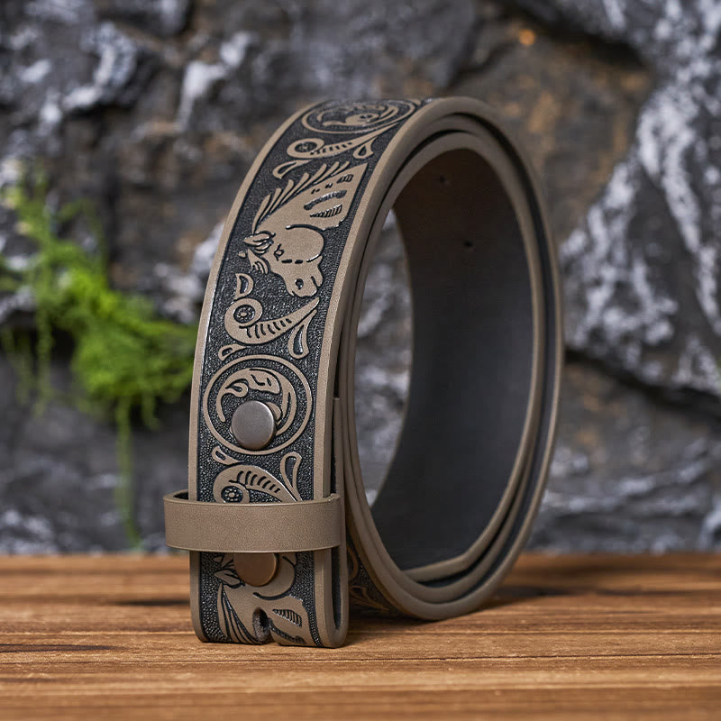 Cintura in pelle fai da te con motivo a cavallo western senza fibbia - Grigio - 46 - image 10