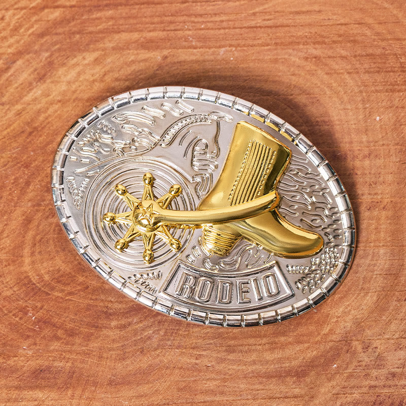 Cintura in pelle con fibbia fai da te con stivali da rodeo a stella rotante - image 1