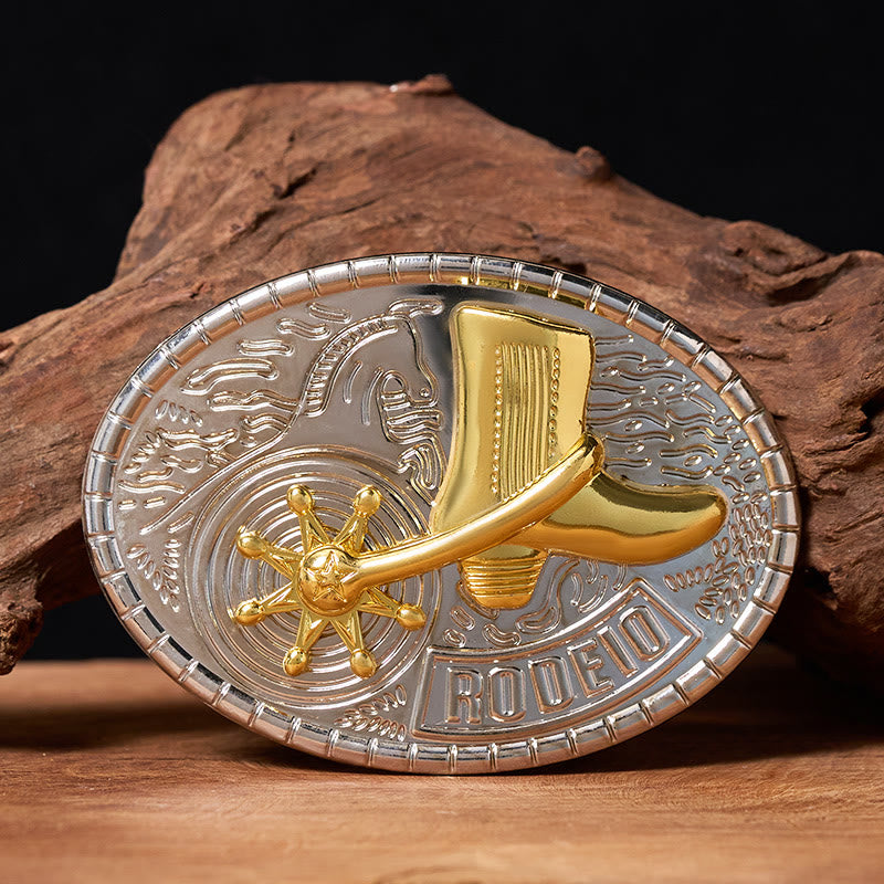 Cintura in pelle con fibbia fai da te con stivali da rodeo a stella rotante - Stivali da cowboy - Senza cintura - Cintura non inclusa - image 0