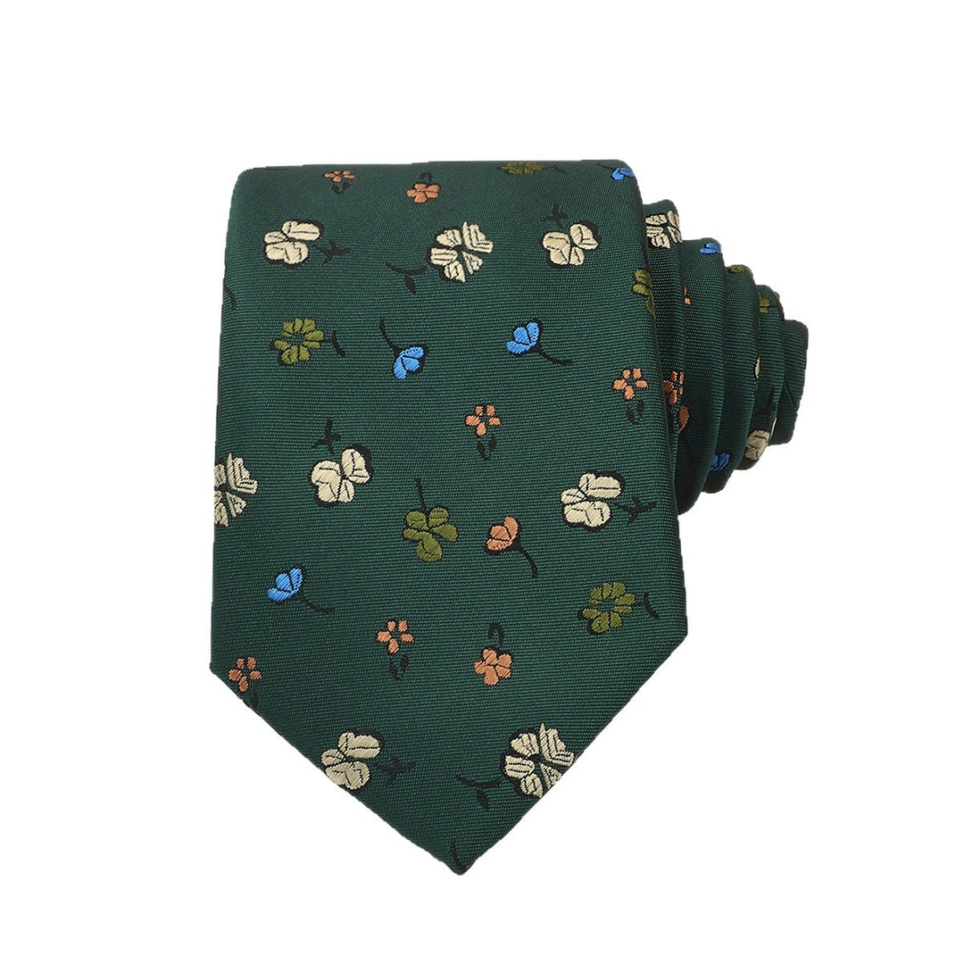 Cravatta da uomo annodata a mano con motivo stravagante verde scuro - Stile n. 4 - image 7