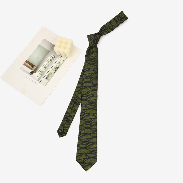 Cravatta da uomo annodata a mano con motivo stravagante verde scuro - image 4