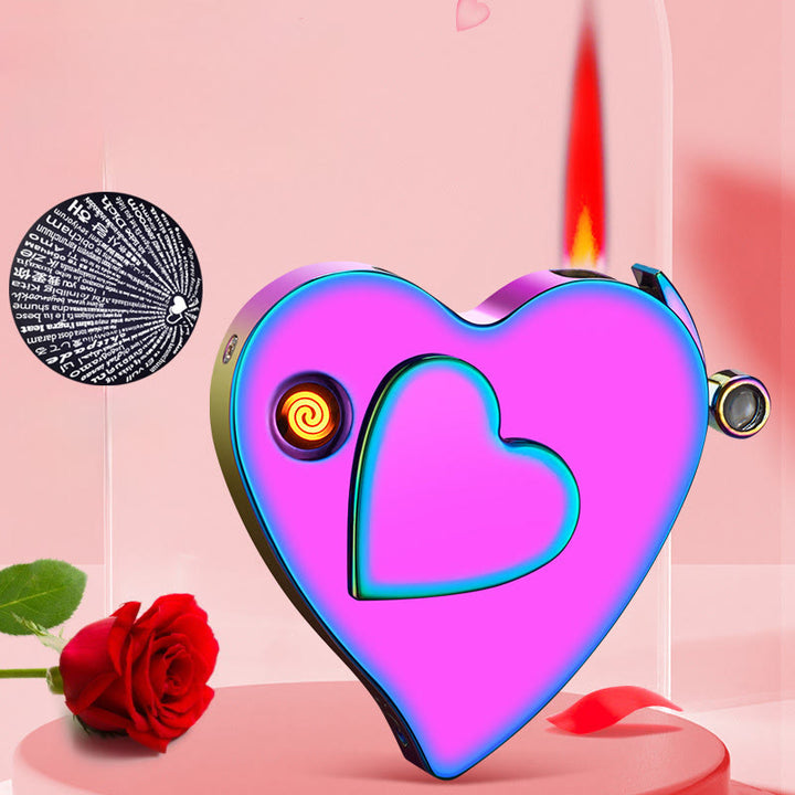Accendino elettrico a gas colorato a forma di amore romantico con doppia accensione - image 0