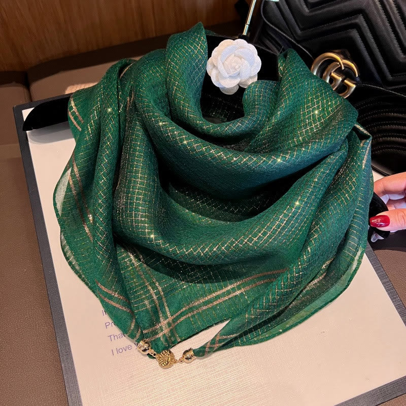 Sciarpa leggera e fluida con decorazioni testurizzate da donna - Verde - image 3