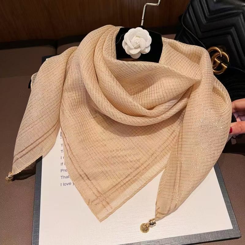 Sciarpa leggera e fluida con decorazioni testurizzate da donna - Giallo - image 5