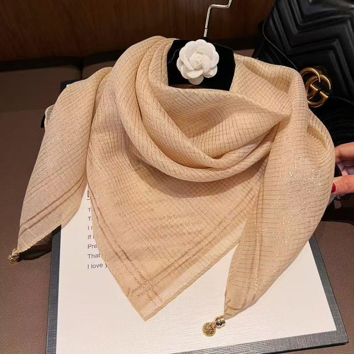 Sciarpa leggera e fluida con decorazioni testurizzate da donna - Giallo - image 5