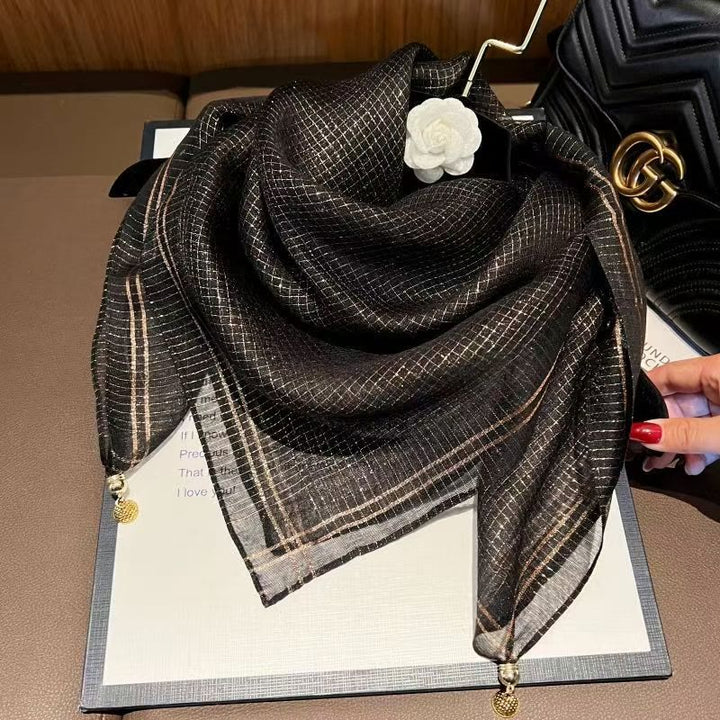 Sciarpa leggera e fluida con decorazioni testurizzate da donna - Nero - image 2