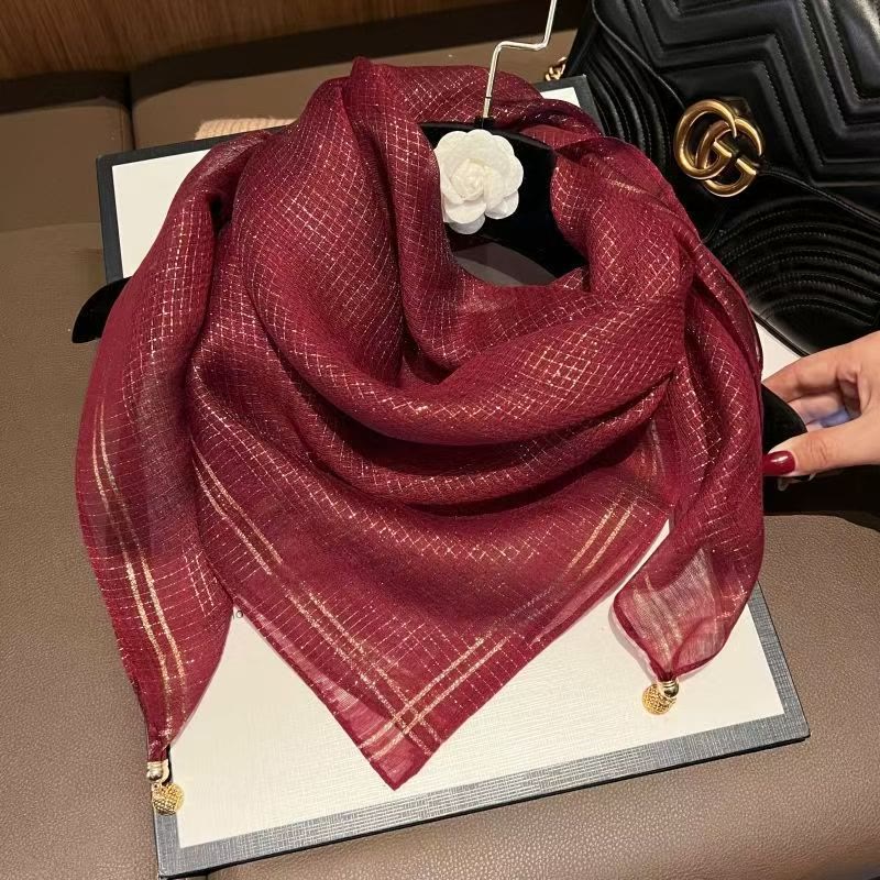 Sciarpa leggera e fluida con decorazioni testurizzate da donna - Rosso - image 1