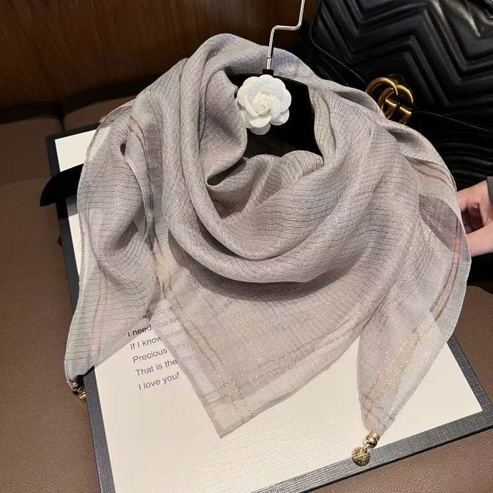 Sciarpa leggera e fluida con decorazioni testurizzate da donna - Grigio - image 4