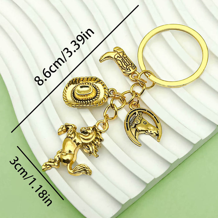 Portachiavi con ciondolo a forma di cavallo e cowboy in stile western retrò - image 2