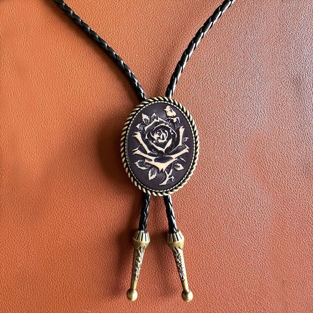 Cravatta Bolo con testa di toro creativa da cavaliere cowboy occidentale - Nero - image 1