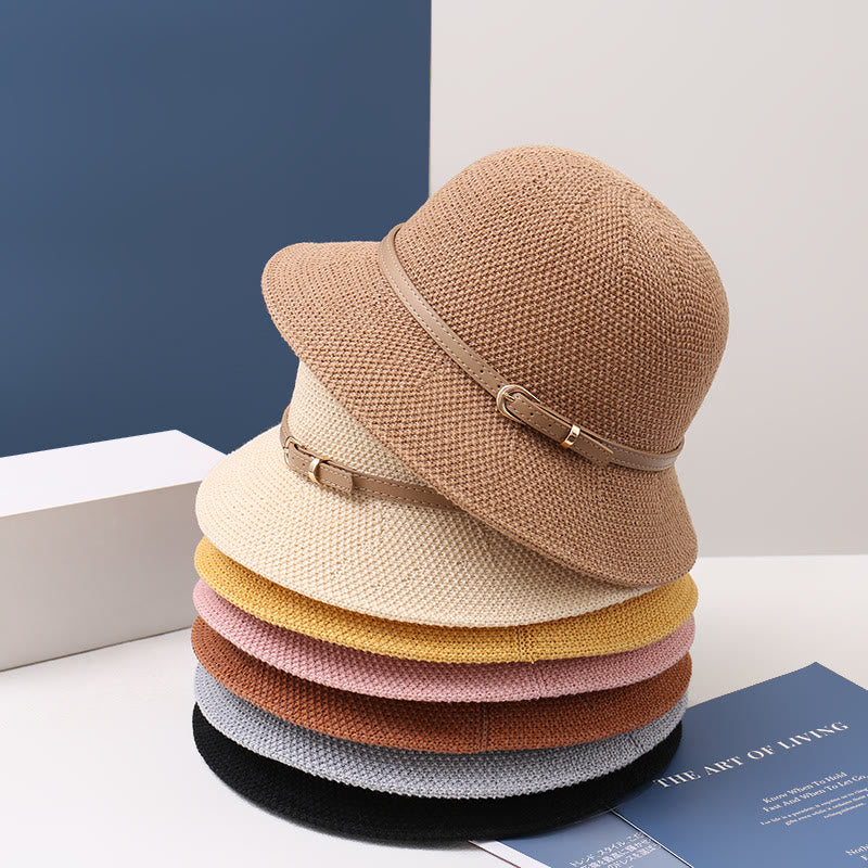 Cappello da pescatore decorato con cinturino in pelle lavorato a maglia da donna - image 11