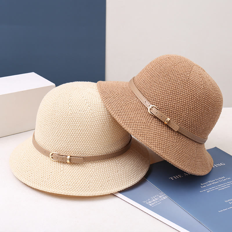 Cappello da pescatore decorato con cinturino in pelle lavorato a maglia da donna - image 12