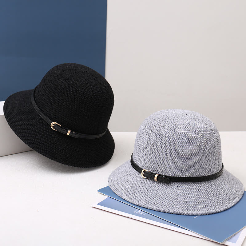 Cappello da pescatore decorato con cinturino in pelle lavorato a maglia da donna - image 10
