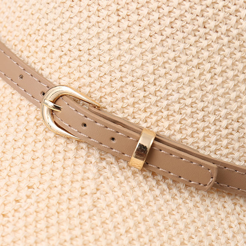 Cappello da pescatore decorato con cinturino in pelle lavorato a maglia da donna - image 2