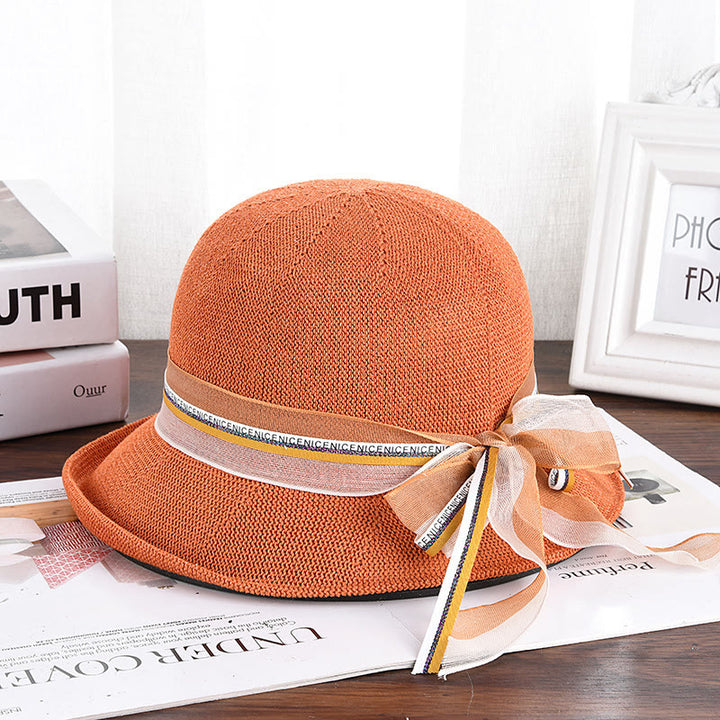 Cappello da pescatore decorato con fiocco in maglia da donna - Caramello - M (22 1/2'') - image 7