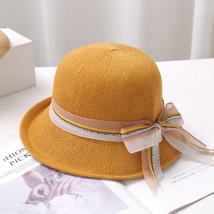 Cappello da pescatore decorato con fiocco in maglia da donna - Curcuma - M (22 1/2'') - image 6