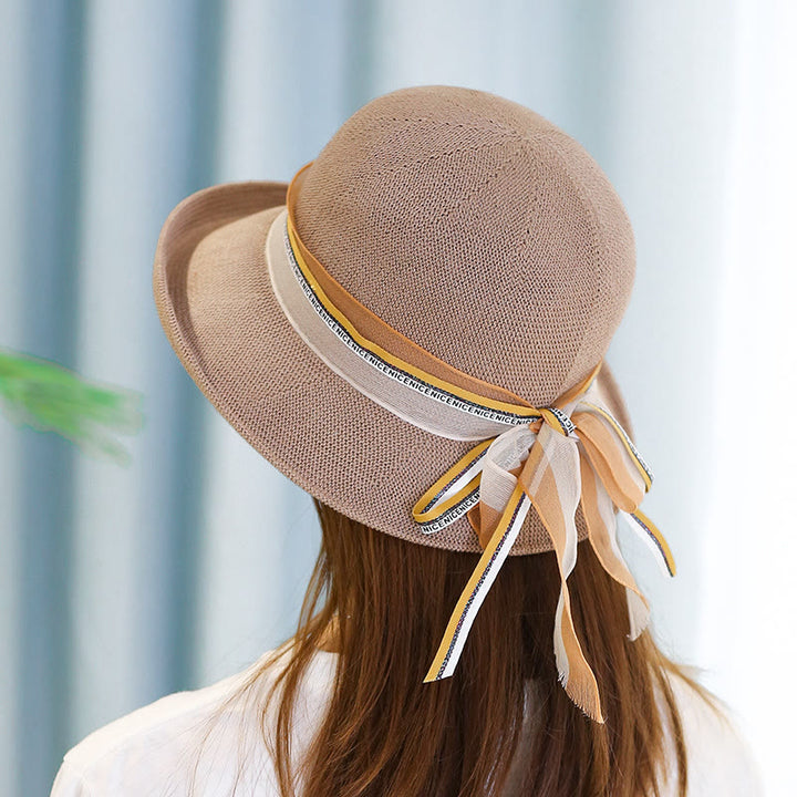 Cappello da pescatore decorato con fiocco in maglia da donna - image 5