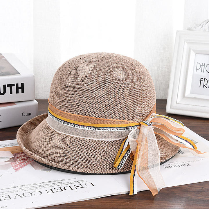 Cappello da pescatore decorato con fiocco in maglia da donna - Cachi - M (22 1/2'') - image 4