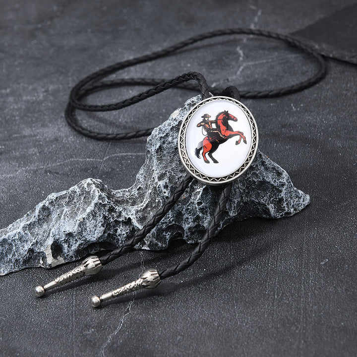 Cravatta Bolo con testa di toro creativa e cavaliere cowboy icona occidentale - Rodeo Bronco - image 8