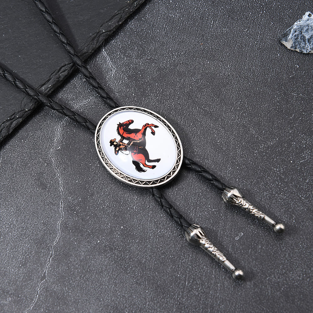 Cravatta Bolo con testa di toro creativa e cavaliere cowboy icona occidentale - image 10