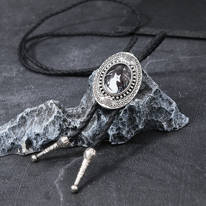Cravatta Bolo Western Mystic Fox Night Scene - Nero - image 0