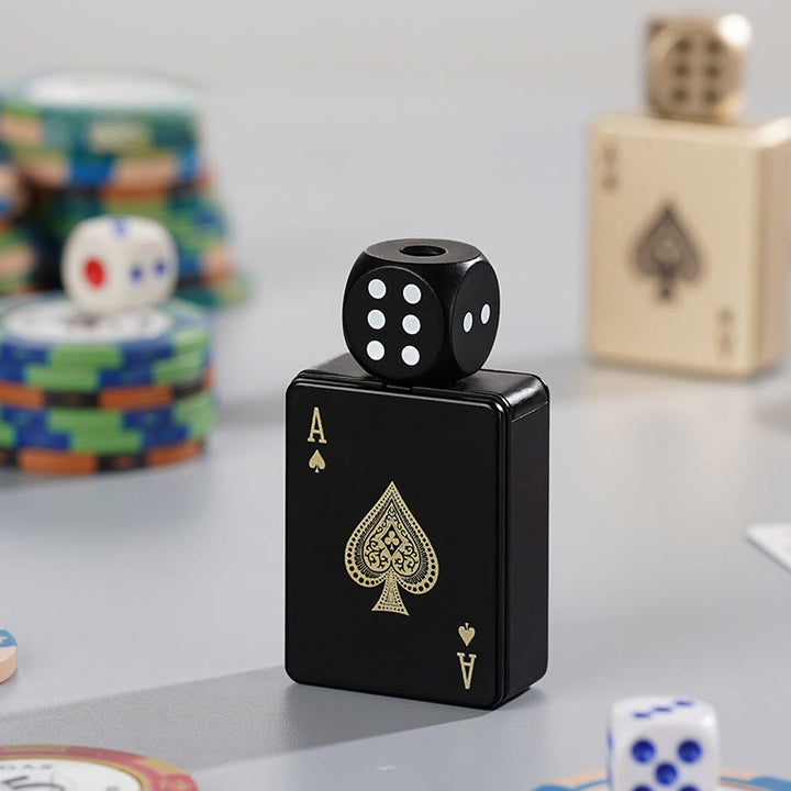 Accendino a butano ricaricabile a forma di poker con dadi rotanti - Picche nere A - image 8