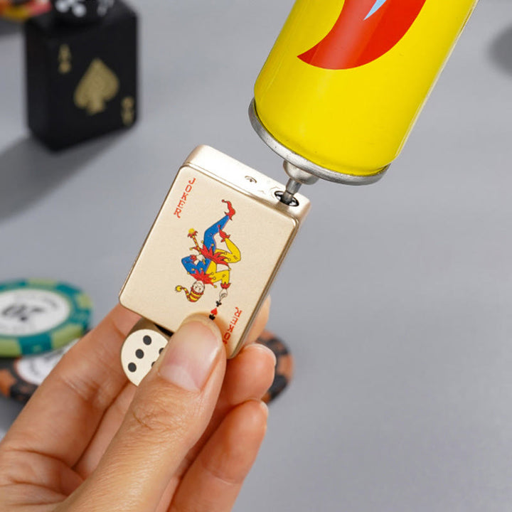 Accendino a butano ricaricabile a forma di poker con dadi rotanti - image 7