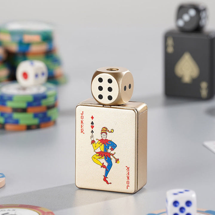Accendino a butano ricaricabile a forma di poker con dadi rotanti - Joker d'oro - image 11