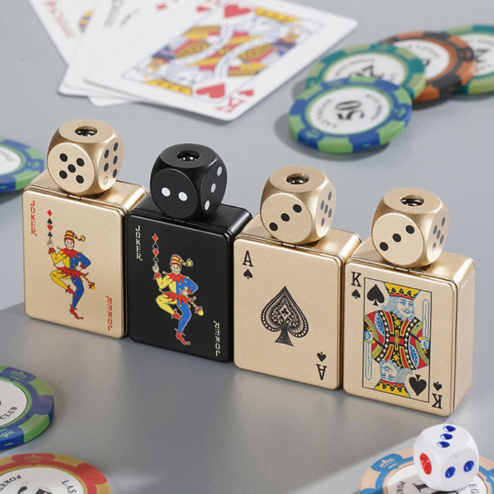 Accendino a butano ricaricabile a forma di poker con dadi rotanti - image 2