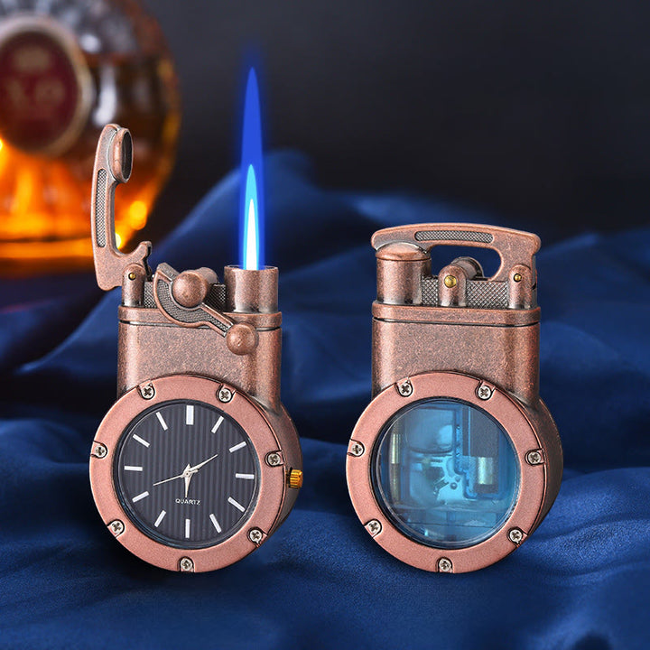 Accendino gonfiabile a butano con bilanciere retrò e orologio - Bronzo rosso - image 10