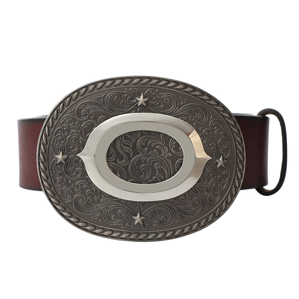 Cintura in pelle da uomo con fibbia argentata e iniziale fai da te senza tempo - O - Senza cintura - image 16