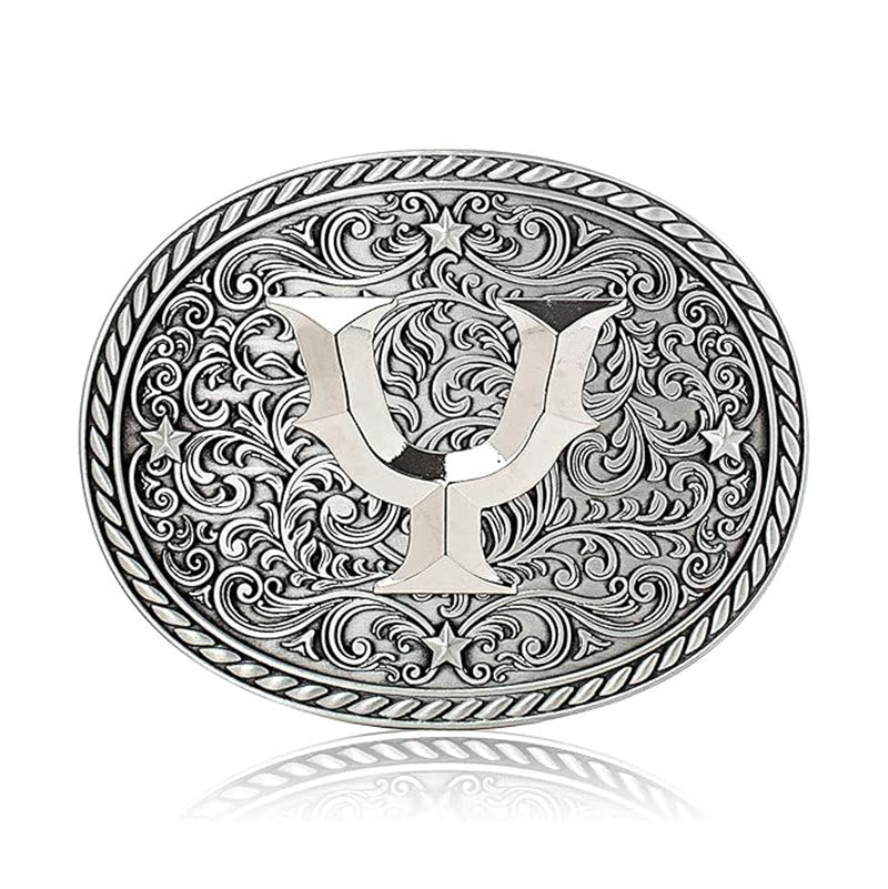 Cintura in pelle da uomo con fibbia argentata e iniziale fai da te senza tempo - Y - Senza cintura - image 27