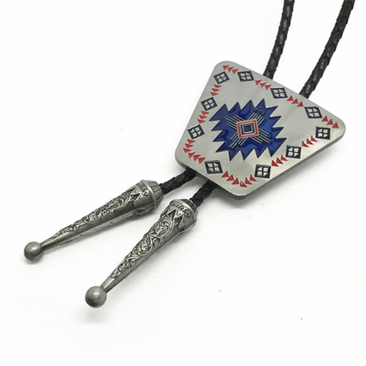 Cravatta Bolo con struttura in metallo e motivo geometrico triangolare del sud-ovest - Argento - image 0