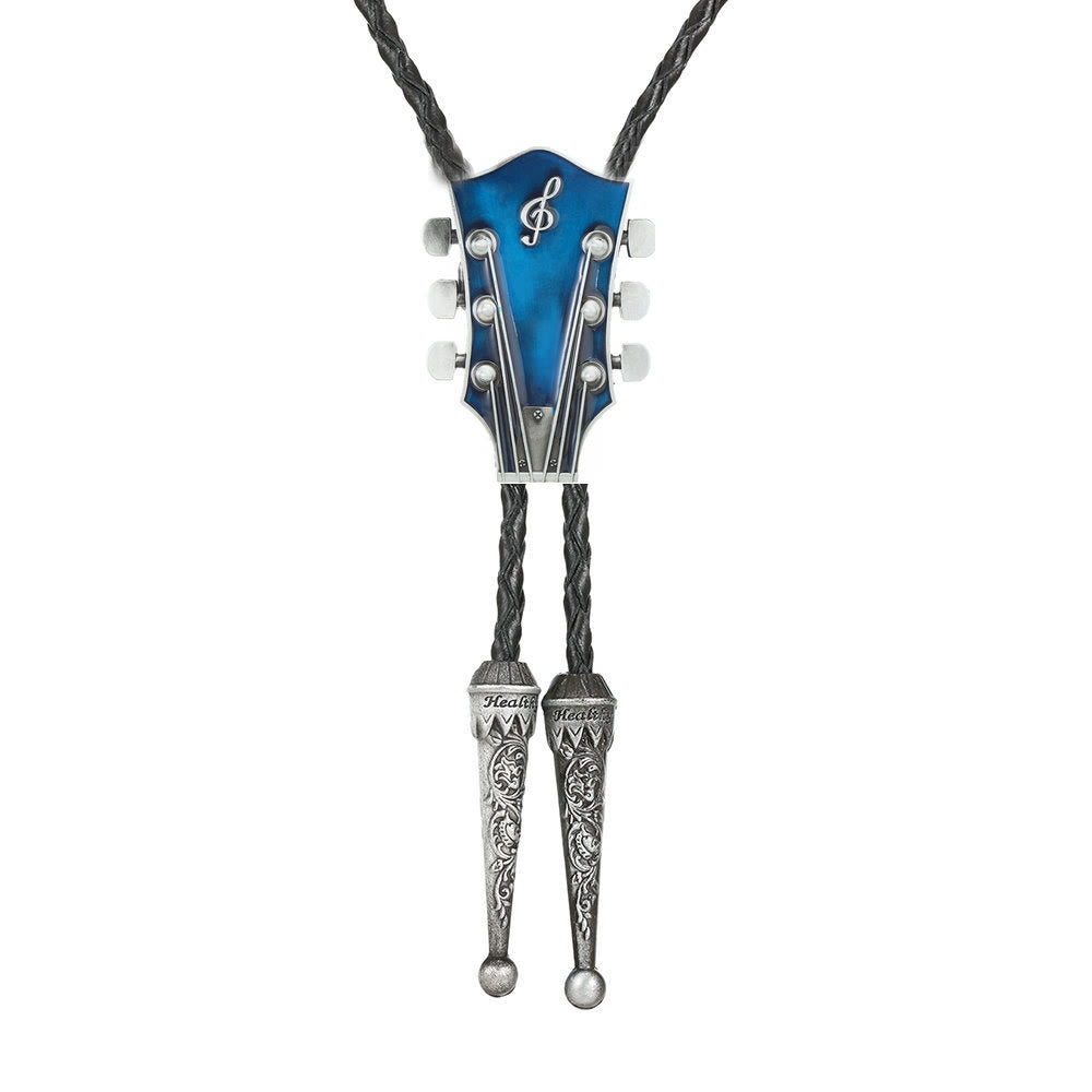 Cravatta Bolo con struttura in metallo retrò a forma di chitarra - Blu - image 4