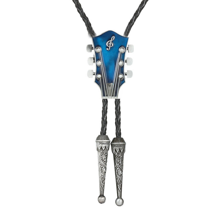 Cravatta Bolo con struttura in metallo retrò a forma di chitarra - Blu - image 4