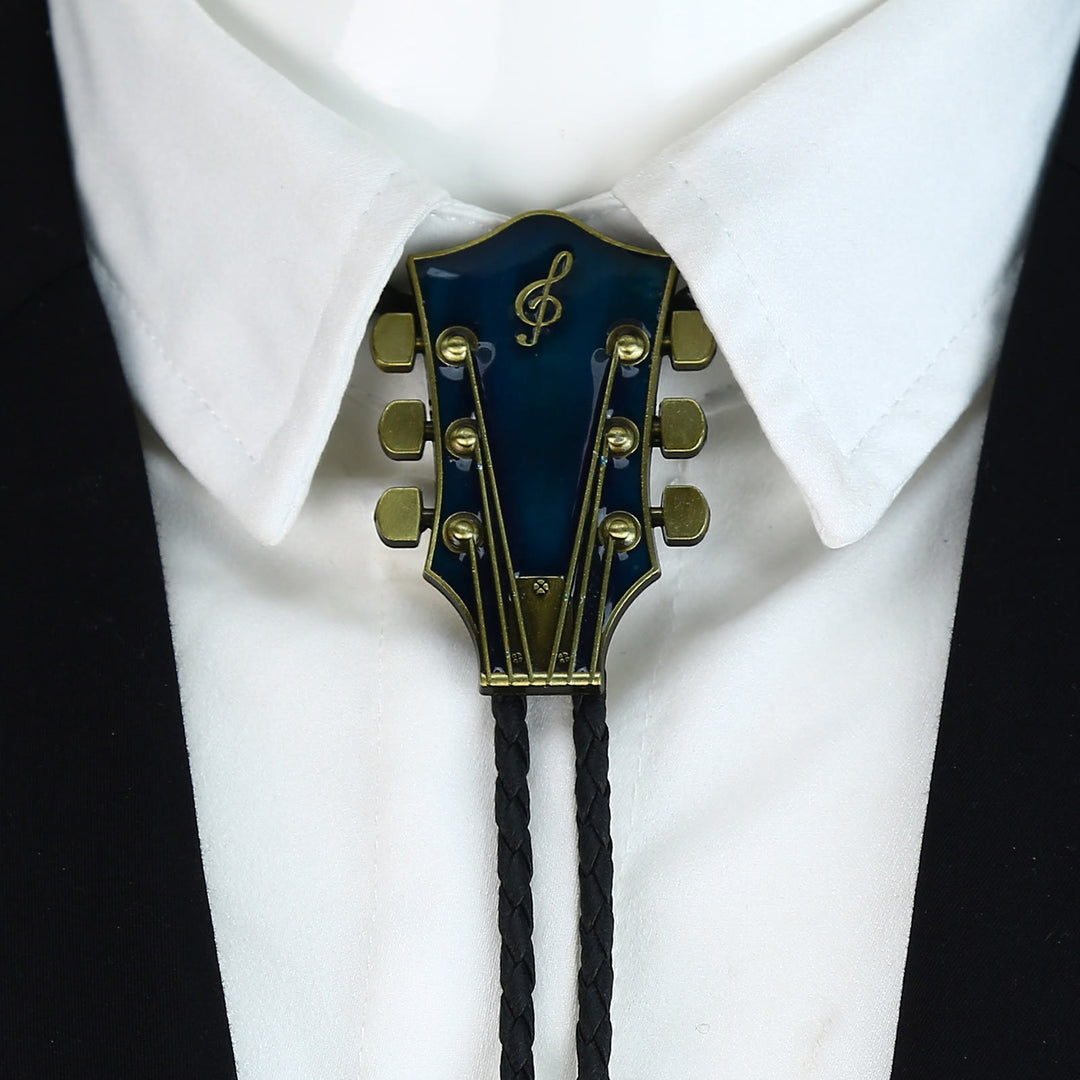 Cravatta Bolo con struttura in metallo retrò a forma di chitarra - image 2